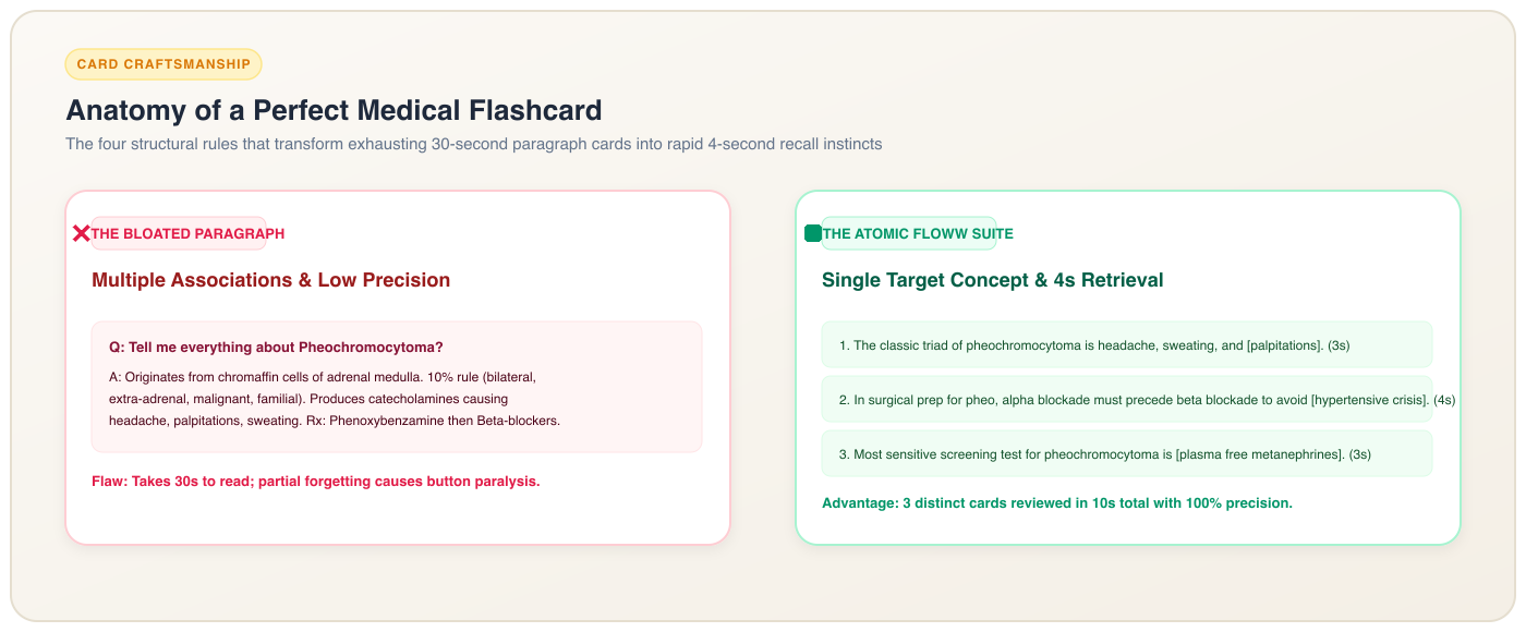 Anatomy of a Perfect Medical Flashcard: Single concept principle, diagnostic cues, and bidirectional recall markers